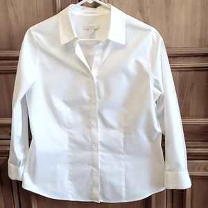 Chicos White No Iron Button Down Blouse Size 1